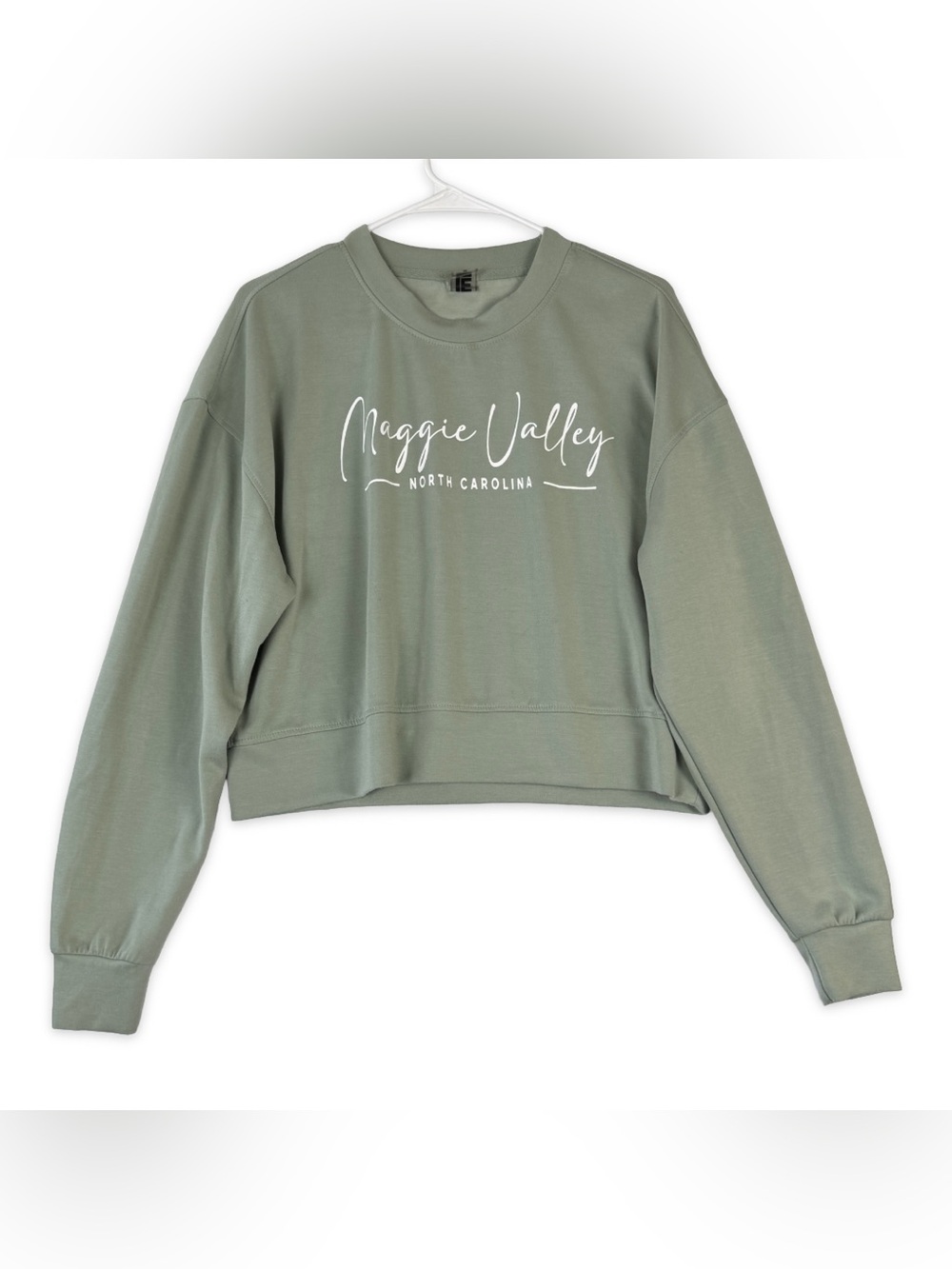Liquid Energy‎ Apparel Maggie Valley NC Cropped Sweatshirt Womens M Medium Sage
